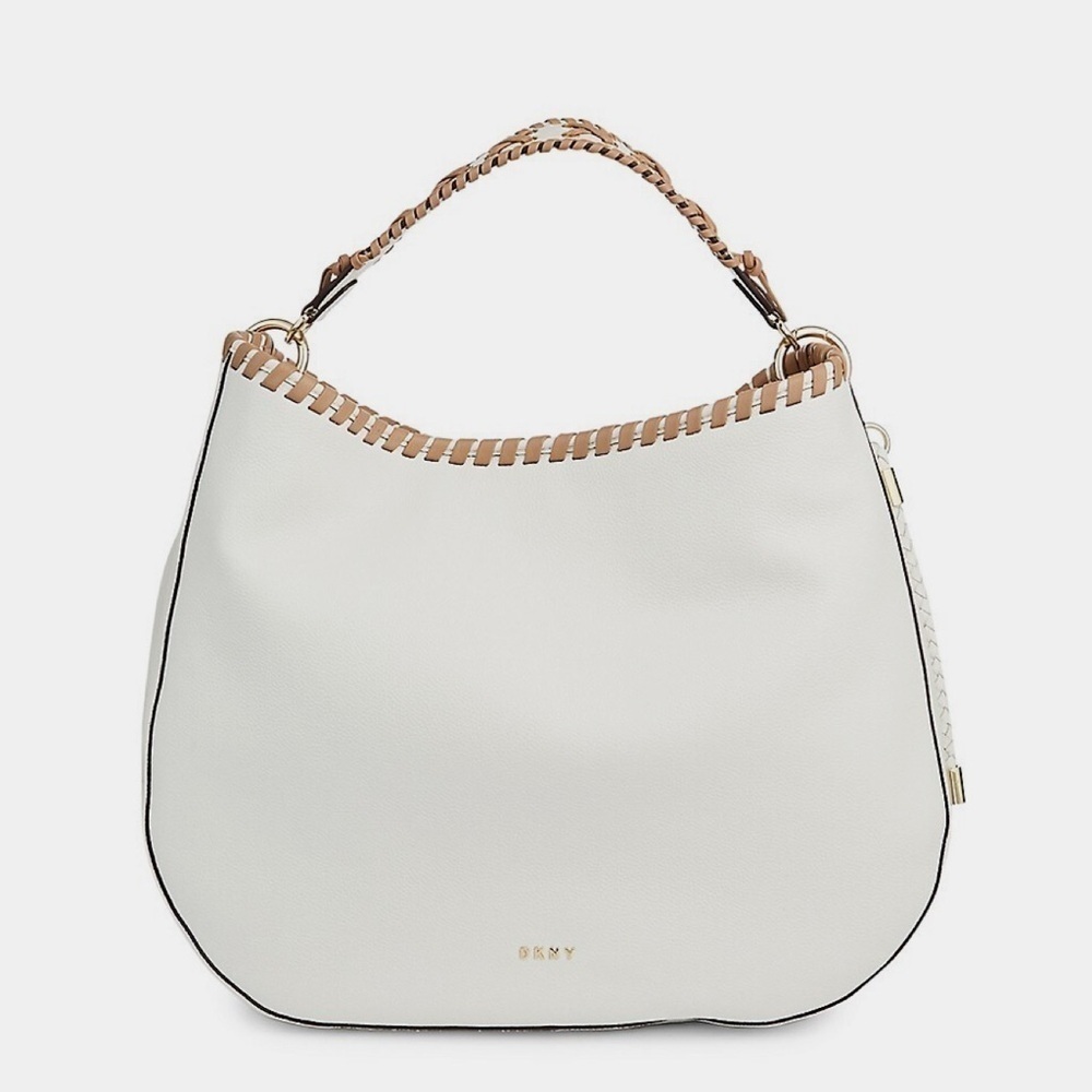 DKNY leather hobo bag Winnie braid trim pebble finish